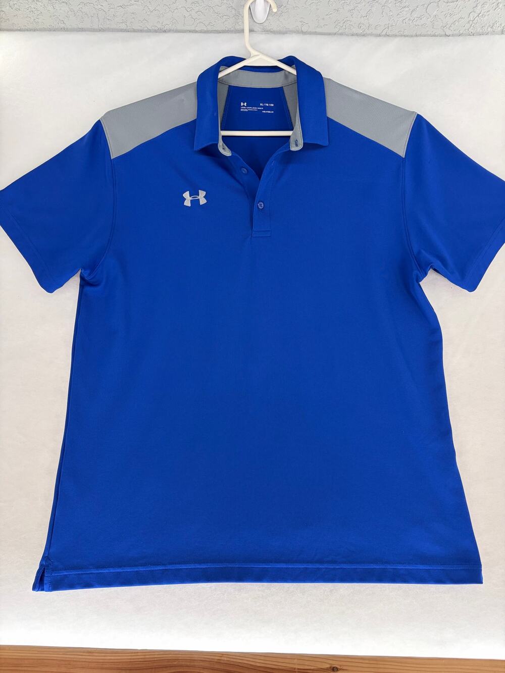 Under Armour Polo Shirt Mens XL Blue Gray Loose Fit HeatGear